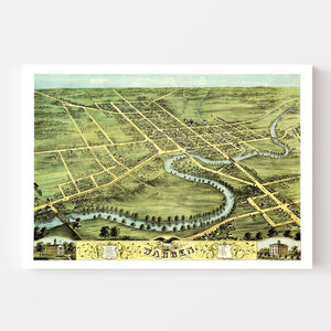 Vintage Map of Warren, Ohio 1870