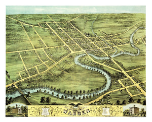 Vintage Map of Warren, Ohio 1870