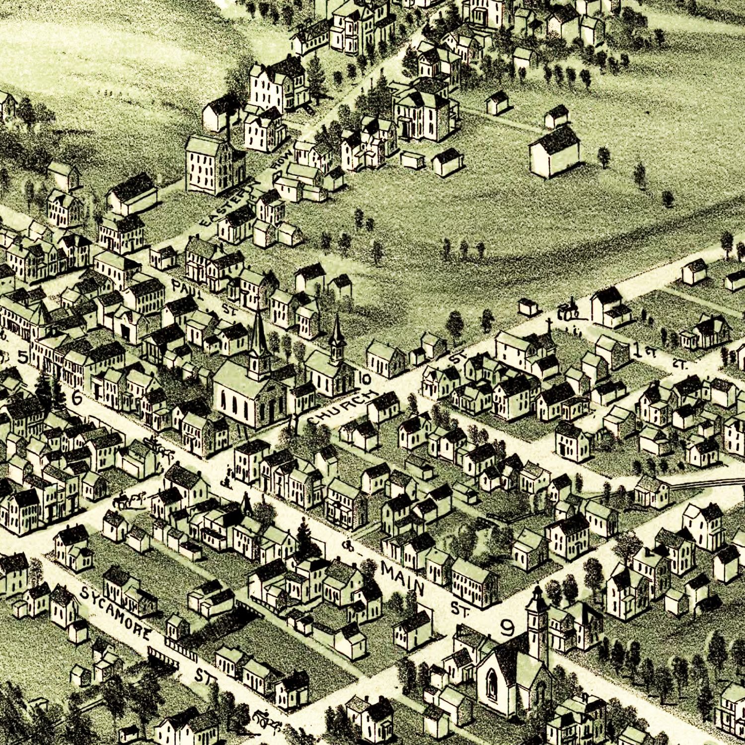 Vintage Map of Woodsfield, Ohio 1899