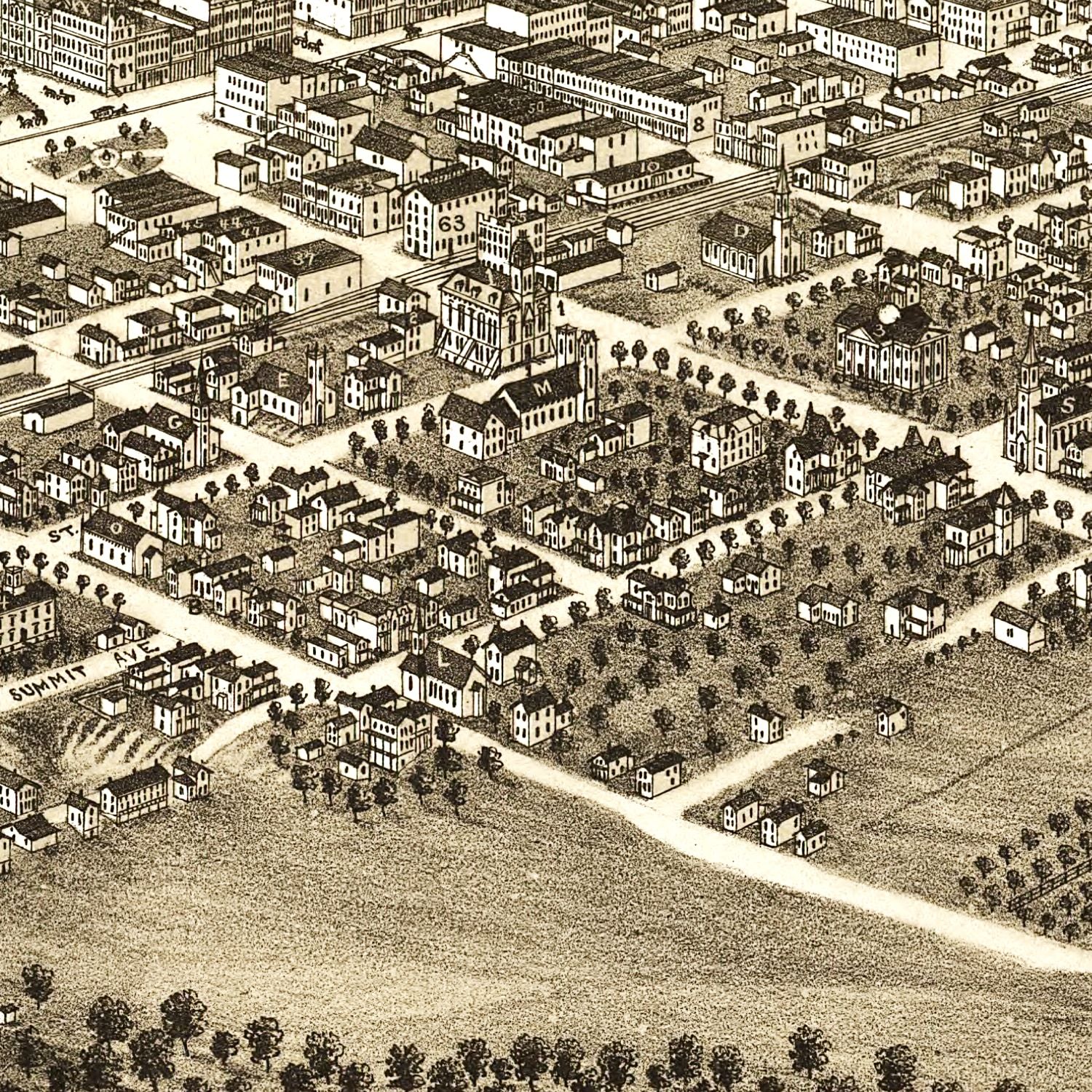 Vintage Map of Youngstown, Ohio 1882