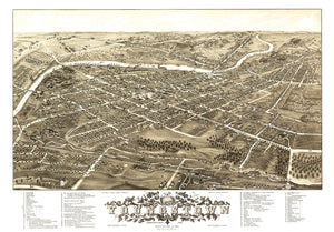 Vintage Map of Youngstown, Ohio 1882