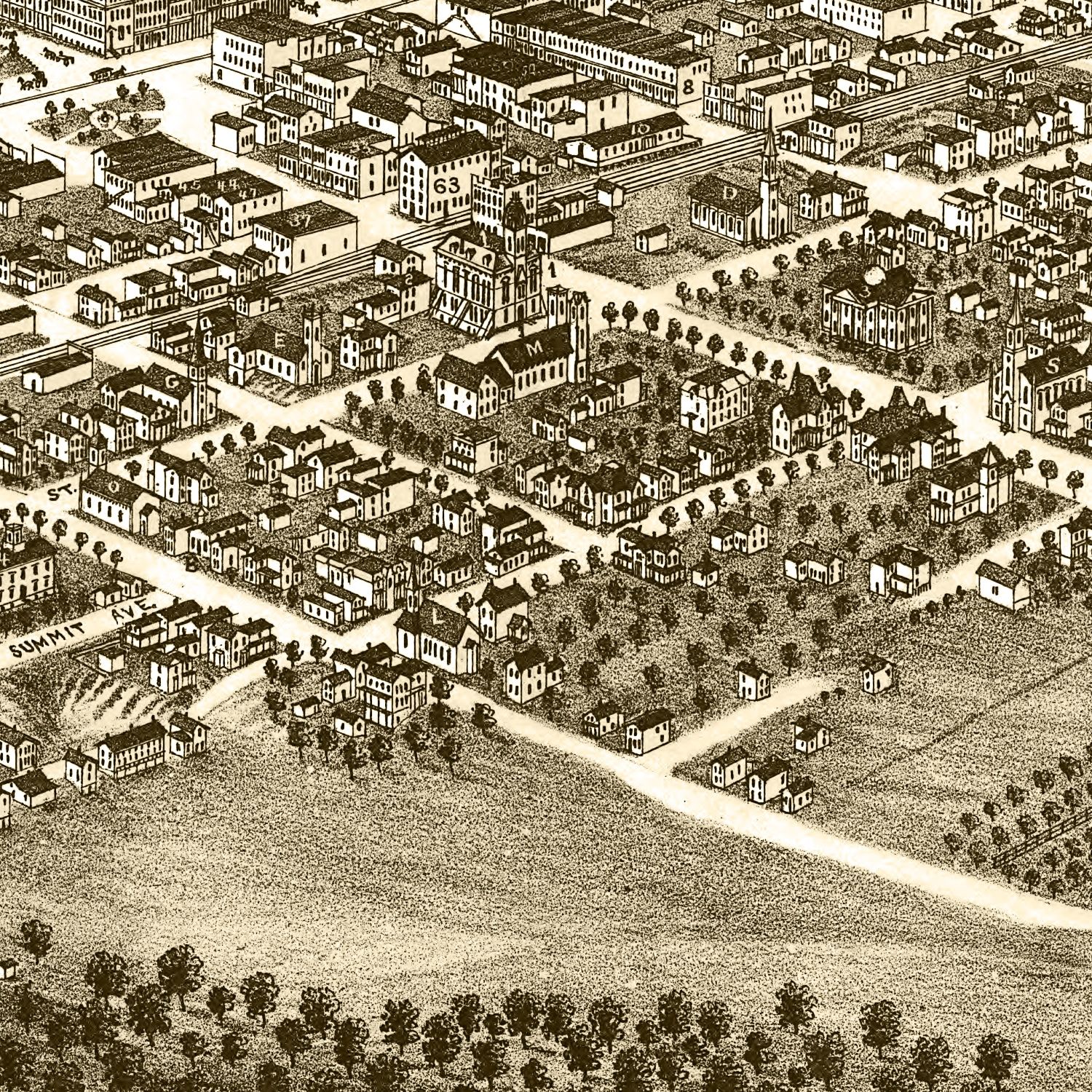Vintage Map of Yougstown, Ohio 1882