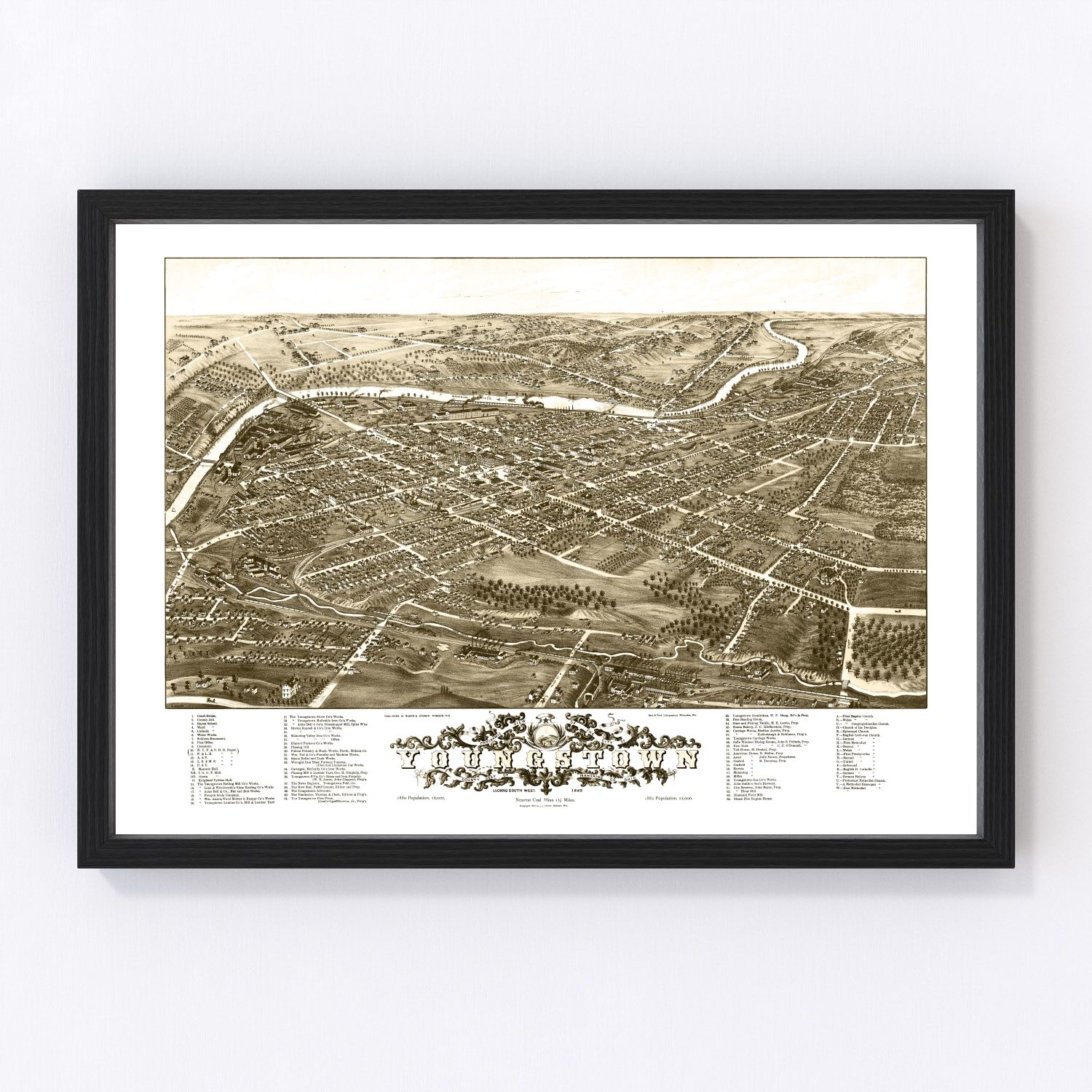 Vintage Map of Yougstown, Ohio 1882