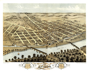Vintage Map of Attica, Indiana 1869