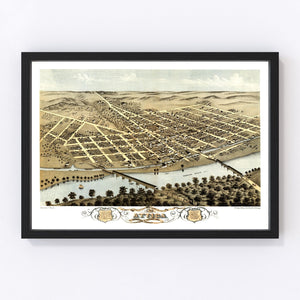 Vintage Map of Attica, Indiana 1869