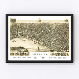 Vintage Map of Evansville, Indiana 1888