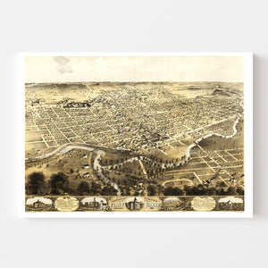 Vintage Map of Fort Wayne, Indiana 1868