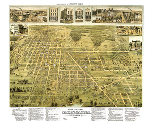 Vintage Map of Greencastle, Indiana 1886