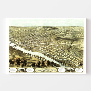 Vintage Map of Lafayette, Indiana 1868
