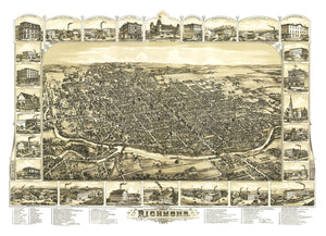Vintage Map of Richmond, Indiana 1884