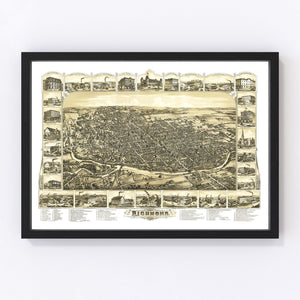 Vintage Map of Richmond, Indiana 1884