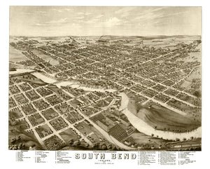 Vintage Map of South Bend, Indiana 1874