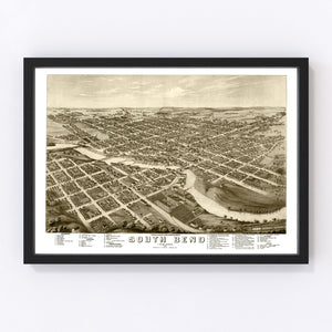 Vintage Map of South Bend, Indiana 1874