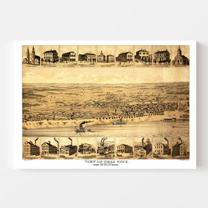 Vintage Map of Tell City, Indiana 1870