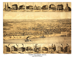 Vintage Map of Tell City, Indiana 1870