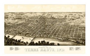 Vintage Map of Terre Haute, Indiana 1880