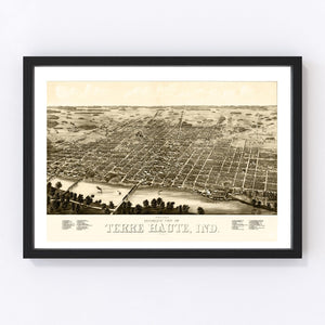 Vintage Map of Terre Haute, Indiana 1880