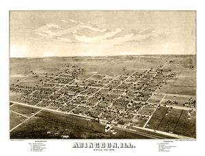 Vintage Map of Abingdon, Illinois 1874
