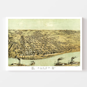 Vintage Map of Alton, Illinois 1867