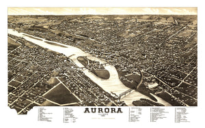 Vintage Map of Aurora, Illinois 1882