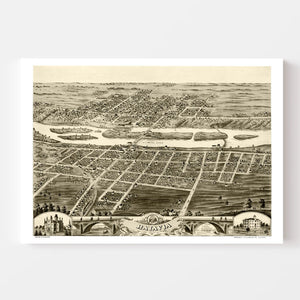 Vintage Map of Batavia, Illinois 1869
