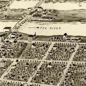 Vintage Map of Batavia, Illinois 1869