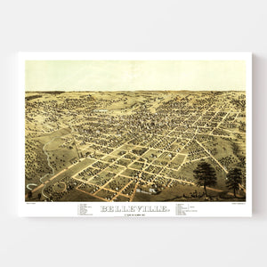 Vintage Map of Belleville, Illinois 1867