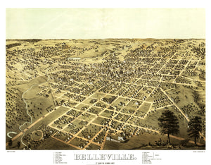 Vintage Map of Belleville, Illinois 1867