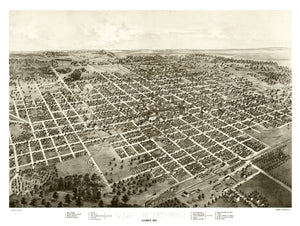 Vintage Map of Bloomington, Illinois 1867
