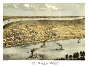Vintage Map of Cairo, Illinois 1867