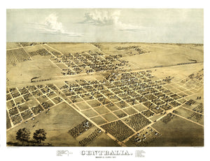 Vintage Map of Centralia, Illinois 1867