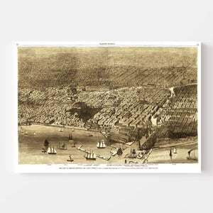 Vintage Map of Chicago, Illinois 1874