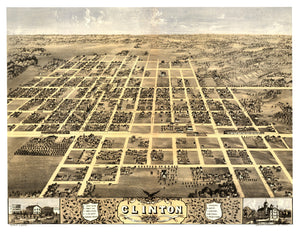 Vintage Map of Clinton, Illinois 1869