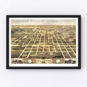 Vintage Map of Clinton, Illinois 1869