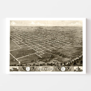 Vintage Map of Decatur, Illinois 1869