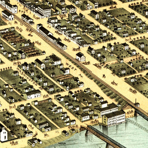 Vintage Map of Kankakee, Illinois 1869