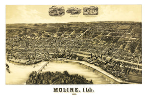 Vintage Map of Moline, Illinois 1889