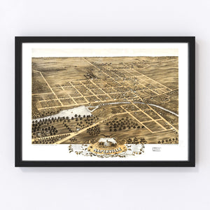 Vintage Map of Naperville, Illinois 1869