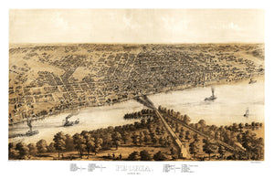 Vintage Map of Peoria, Illinois 1867