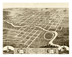 Vintage Map of Pontiac, Illinois 1869