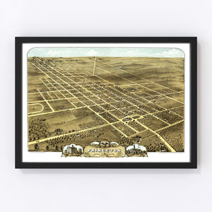 Vintage Map of Princeton, Illinois 1870