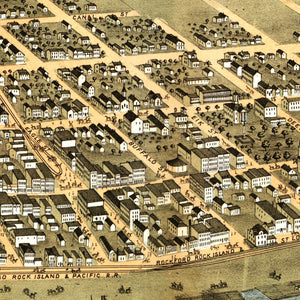 Vintage Map of Rock Island, Illinois 1869