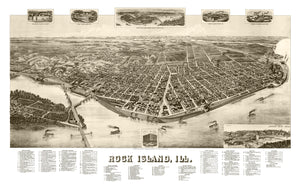 Vintage Map of Rock Island, Illinois 1889