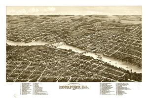 Vintage Map of Rockford, Illinois 1880