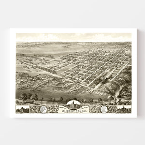 Vintage Map of Shelbyville, Illinois 1869