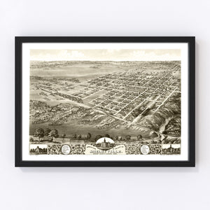 Vintage Map of Shelbyville, Illinois 1869