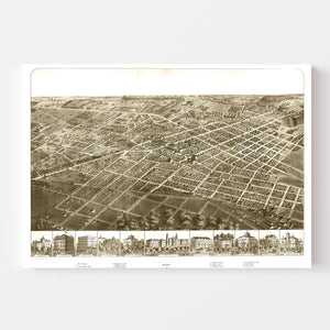 Vintage Map of Adrian, Michigan 1866