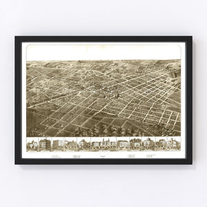Vintage Map of Adrian, Michigan 1866