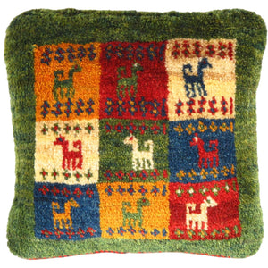 Fine Hand knotted Gabbeh pillow 16"X 16"