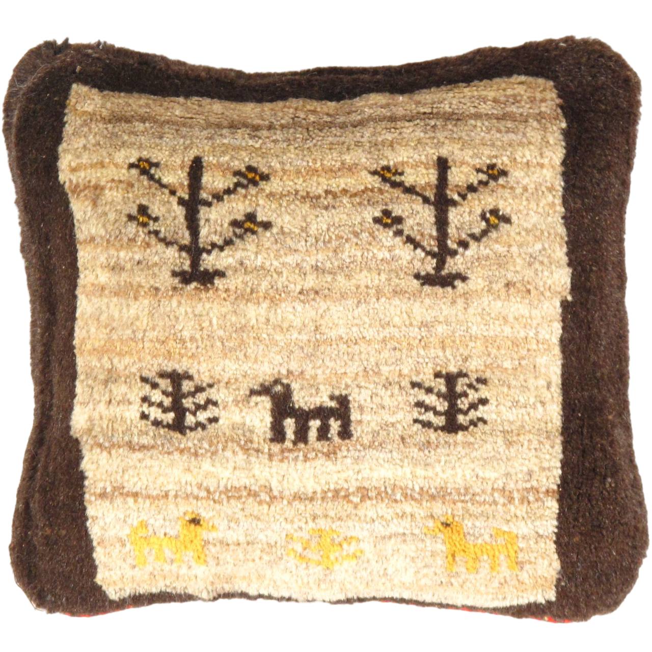 Fine Hand knotted Gabbeh pillow 15"X 15"